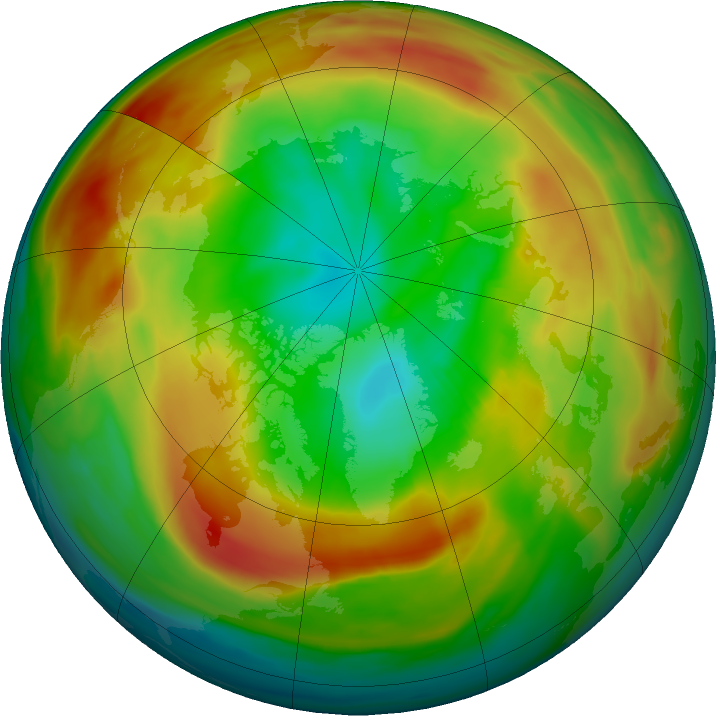 Arctic ozone map for 27 February 2022